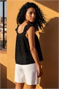 Black Textured Frill Sleeve Cami Top, Image 3 of 4