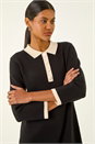 Black Button Detail Knitted Dress, Image 4 of 5
