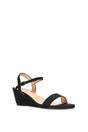 Black XY LONDON Black 'Alissa' Low Wedge Heel Sandals With Ankle Strap, Image 2 of 5