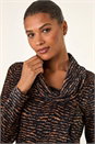 Tan Chenille Cowl Neck Tunic Top, Image 1 of 5