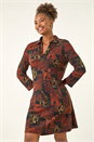 ORANGE Patchwork Print Shift Dress, Image 2 of 5