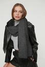 Dark Grey Soft Woven Winter Scarf with Textured Finish, Image 2 of 3