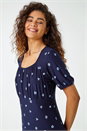 Navy  Border Print Floral Dress, Image 4 of 5