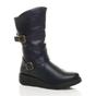 Navy Blue Low Wedge Heel Comfort Calf Biker Boots, Image 1 of 6