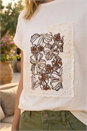 Ivory Embroidered Crochet Panel T-Shirt , Image 1 of 4