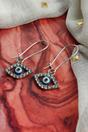 Silver Evil Eye Zircon Huggie Earrings, Latch-Back, Image 2 of 2