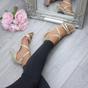 Gold High Heel Crossed Straps Buckle Sandals, Image 5 of 6