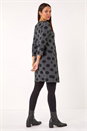 Dark Grey A-Line Spot Print Dress, Image 3 of 5