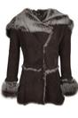 Brown 'Muna' Toscana Long Haired Shearling Jacket With Large Hood, Image 1 of 6