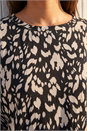 Beige Abstract Print Shirred Hem Top, Image 4 of 4