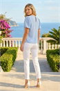 Light Blue  Balloon Short Sleeve Top, Image 3 of 4