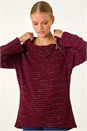 Red Abstract Side Split Zip Top, Image 2 of 6