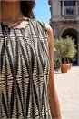 Black Abstract Print Panel Detail Dress, Image 4 of 4