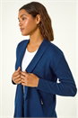 Petrol Blue Knitted Zip Detail Jacket, Image 1 of 5