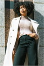 Cream  Textured Premium Belted Smart Coat, Image 8 of 9