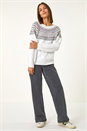 Ivory  Pearl Embellished Printed Jumper, Image 2 of 5