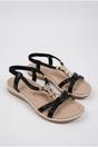 Black Saoirse Embellished Strappy Flat Sandals, Image 2 of 5
