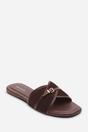 Dark Brown Cevora Cross Over Buckle Slide On Sandal, Image 1 of 6