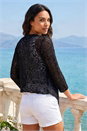 Black Waterfall Popcorn Knitted Cardigan, Image 2 of 4