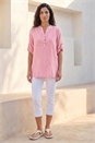 Coral Classic Stripe Button Front Top, Image 3 of 4
