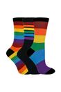 Multi 3 Pack Ladies Bright Patterned Striped Cotton Rainbow Socks, Image 1 of 4