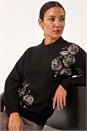 Black Floral Sequin Knit Jumper, Image 1 of 5