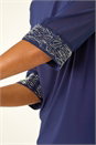 Midnight Blue Embellished Cuff Chiffon Top, Image 5 of 5