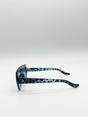Blue Cross-Border Flat Sunglasses in Blue Leopard, Image 3 of 7
