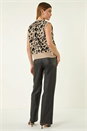 Tan Animal Print Tie Front Knit Top, Image 4 of 7