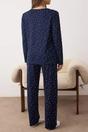 Navy Teddy Bear Applique Polka Dot Knitted Long Sleeve Pyjama Set, Image 2 of 3