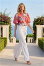Orange Abstract Print Button Up Blouse , Image 2 of 4