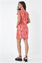 ORANGE Floral Print Button Through Dress, Image 3 of 5