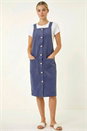 Indigo Corduroy Pinafore Midi Dress, Image 2 of 6