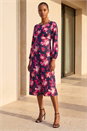 Pink Floral Fit & Flare Midi Dress, Image 2 of 4