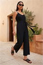 Black Petite Textured Cropped Jumpsuit, Image 1 of 4