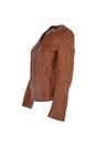 Tan 'Chambery' Collarless Real Leather Jacket, Image 3 of 5