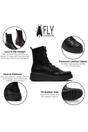 Black Womens Leather Heel Combat Boots-TERY553, Image 3 of 5