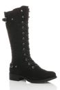 Black Lace Up Calf Military Calf Boots, Image 1 of 6