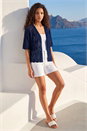 Navy  Petite Pointelle Open Cardigan, Image 1 of 4
