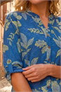 Denim Leaf Print Cotton Blouse, Image 4 of 4