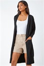Black Knitted Longline Cardigan, Image 1 of 5
