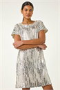 Silver Sequin Shimmer Stretch Dress, Image 1 of 5