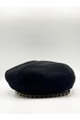 Black Beret Hat With Chain Detail In Black, Image 3 of 5