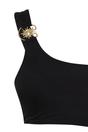 Black WOVCOR Black Asymmetric Cut Out One Shoulder Swimsuit with Hardware Detail, Image 2 of 3