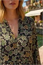 Green Floral Print Button Stretch Dress, Image 4 of 4