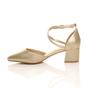 Gold AJVANI Gold Mid Block Heel Crossed Strap Pointed Toe 2 Part Heels, Image 3 of 6