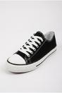 Black Pearl Canvas Lace Up Low Trainers, Image 2 of 5