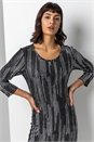 Silver Foil Stripe Print Chiffon Plisse Midi Dress, Image 4 of 5