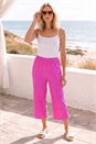 Pink Classic Crinkle Crop Trouser, Image 1 of 5
