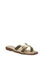 Gold 'Charley' Open Toe Slip On Slider Sandals With Square Toe, Image 2 of 5